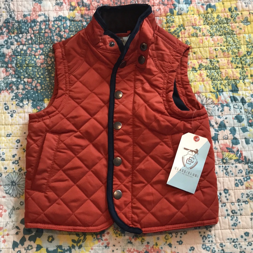 Orange quilted winter vest by Class Club